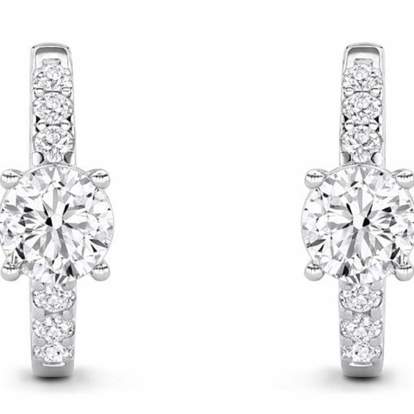 Zales Jewelry - Zales 1.50 cttw Diamond Huggie Hoop Earrings, 925 Sterling Silver NEW